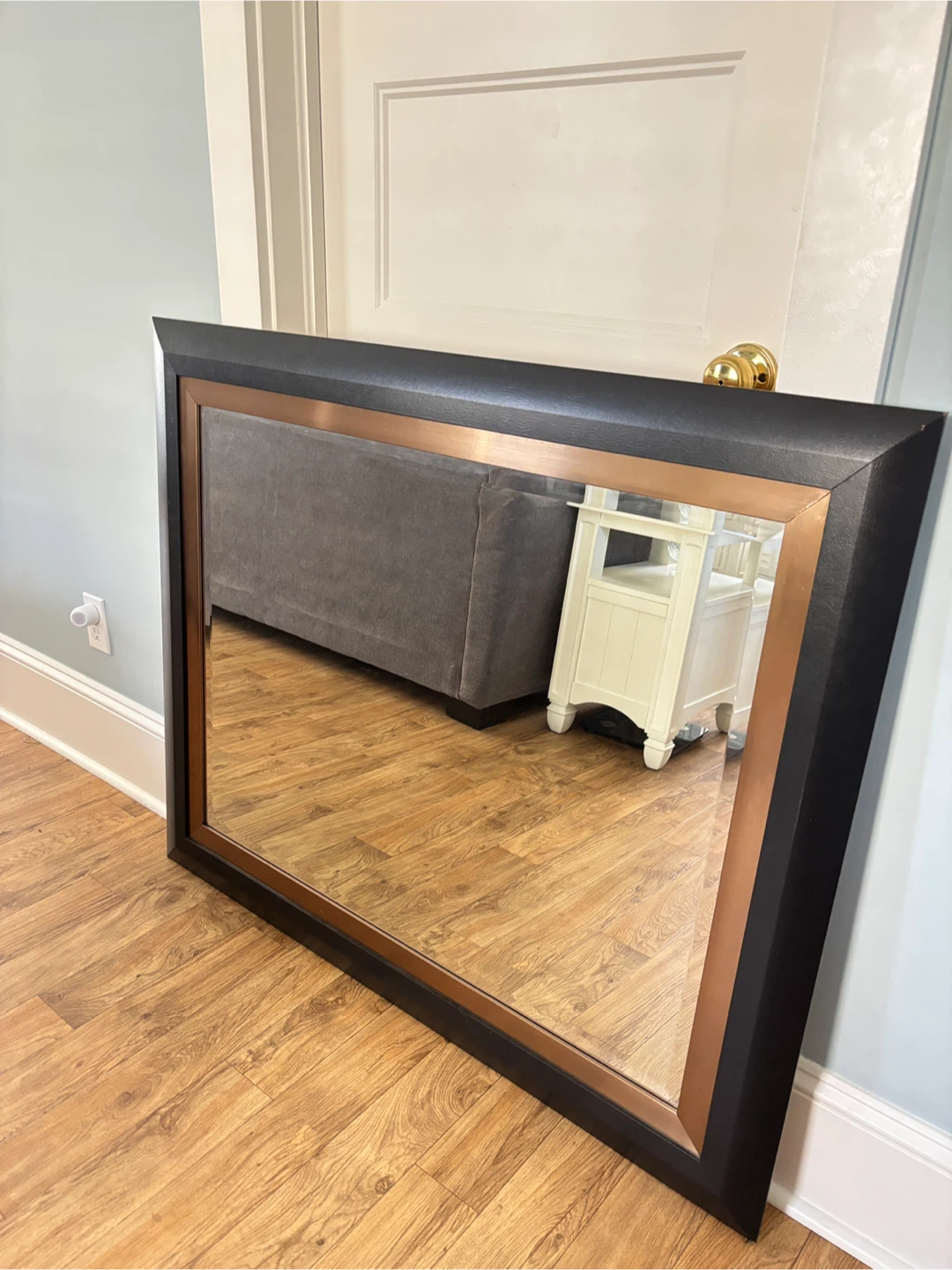 Large Framed Wall Mirror - Black and Copper