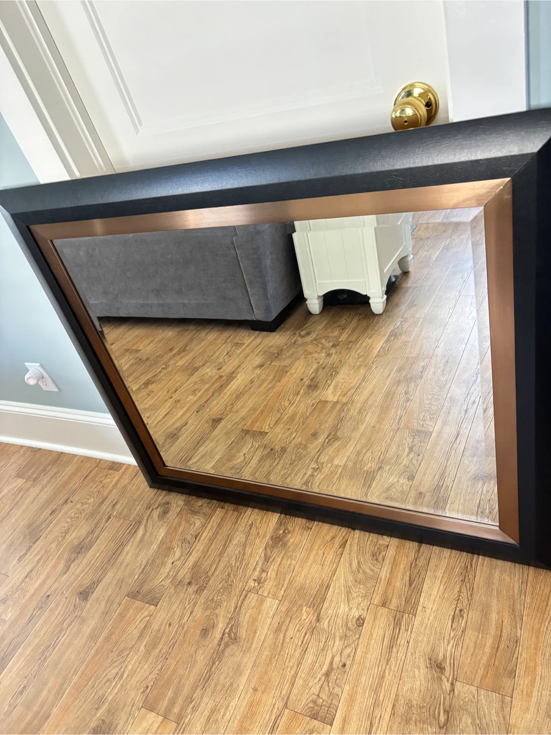 Large Framed Wall Mirror - Black and Copper - photo 2