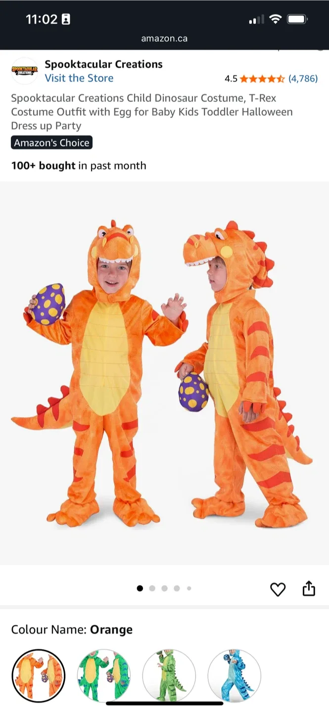 Spooktacular Creations Dinosaur Costume size 3T with Egg image indicator(4)
