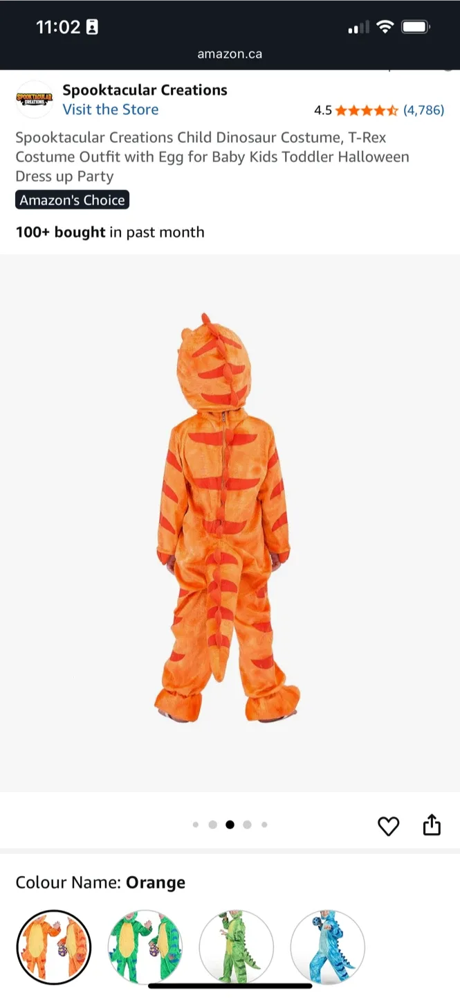 Spooktacular Creations Dinosaur Costume size 3T with Egg image indicator(7)