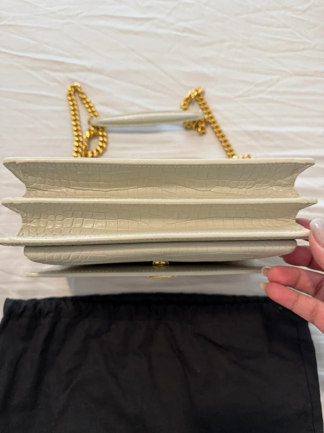 Saint Laurent Sunset Medium Croc-Embossed Bag image indicator(6)