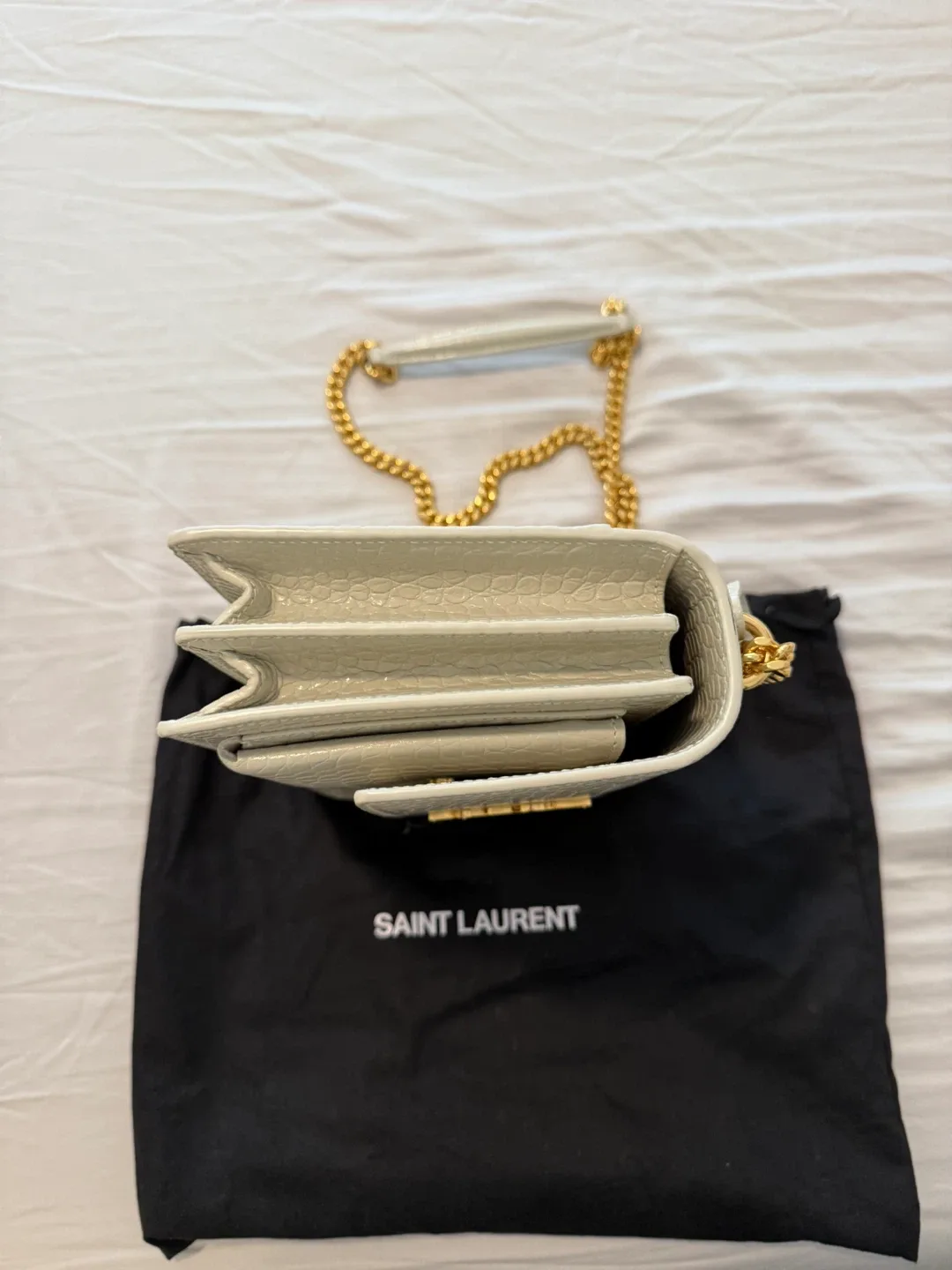 Saint Laurent Sunset Medium Croc-Embossed Bag image indicator(4)