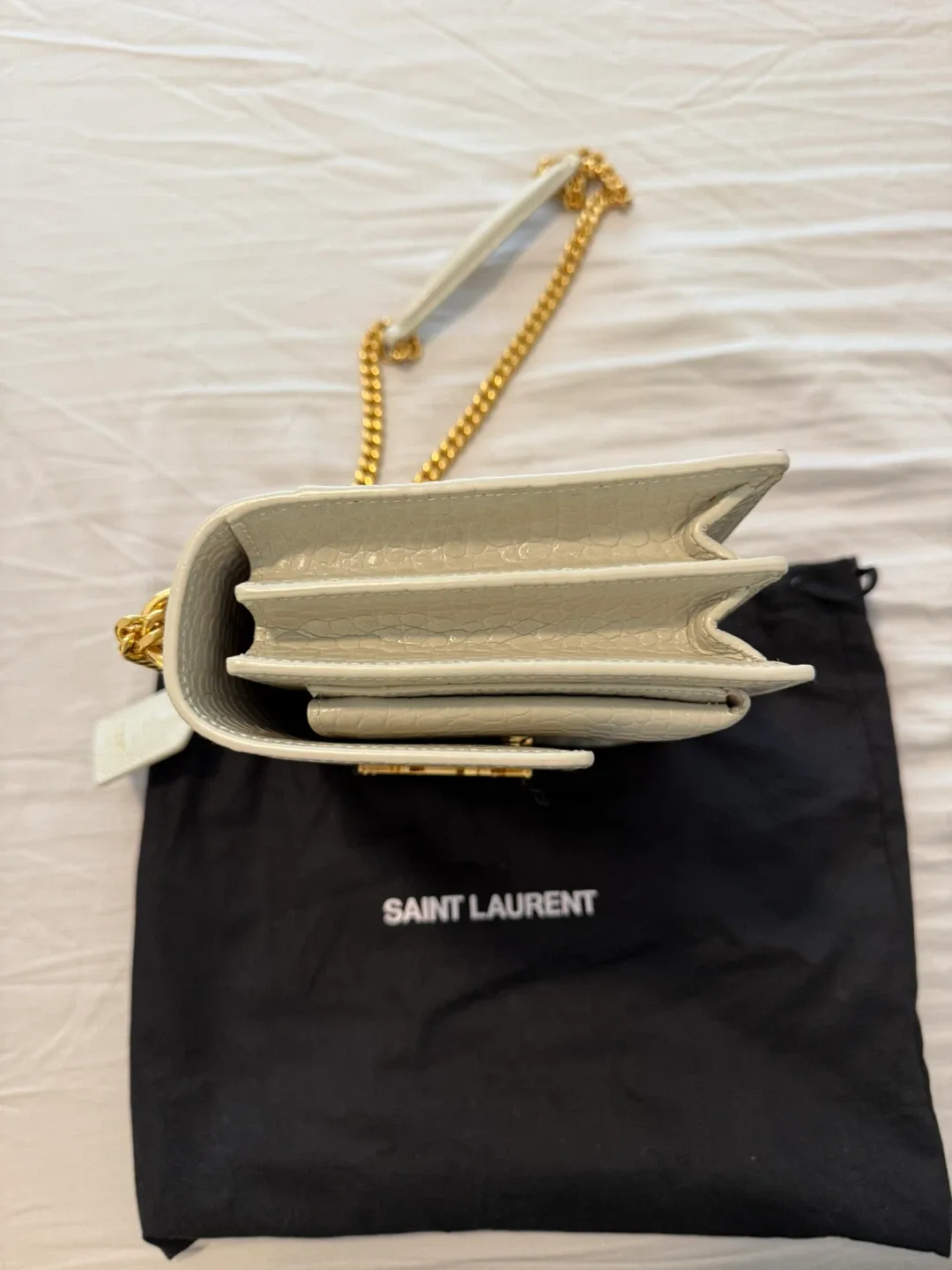 Saint Laurent Sunset Medium Croc-Embossed Bag image indicator(5)