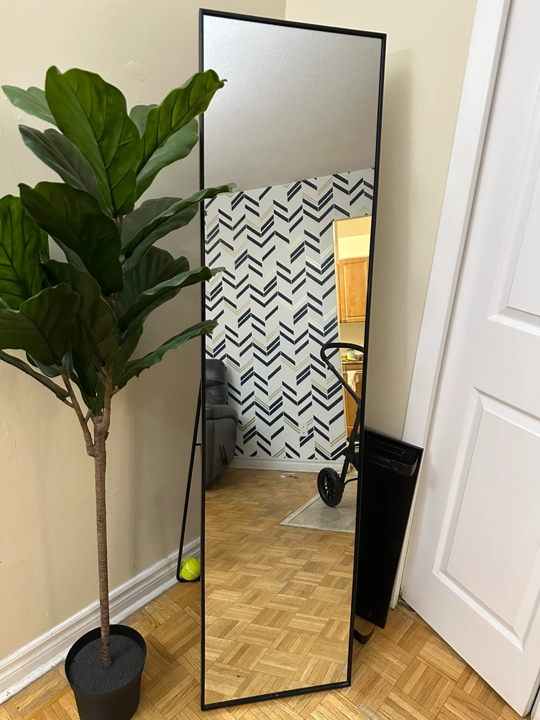 IKEA Standing Mirror, Black - photo 2