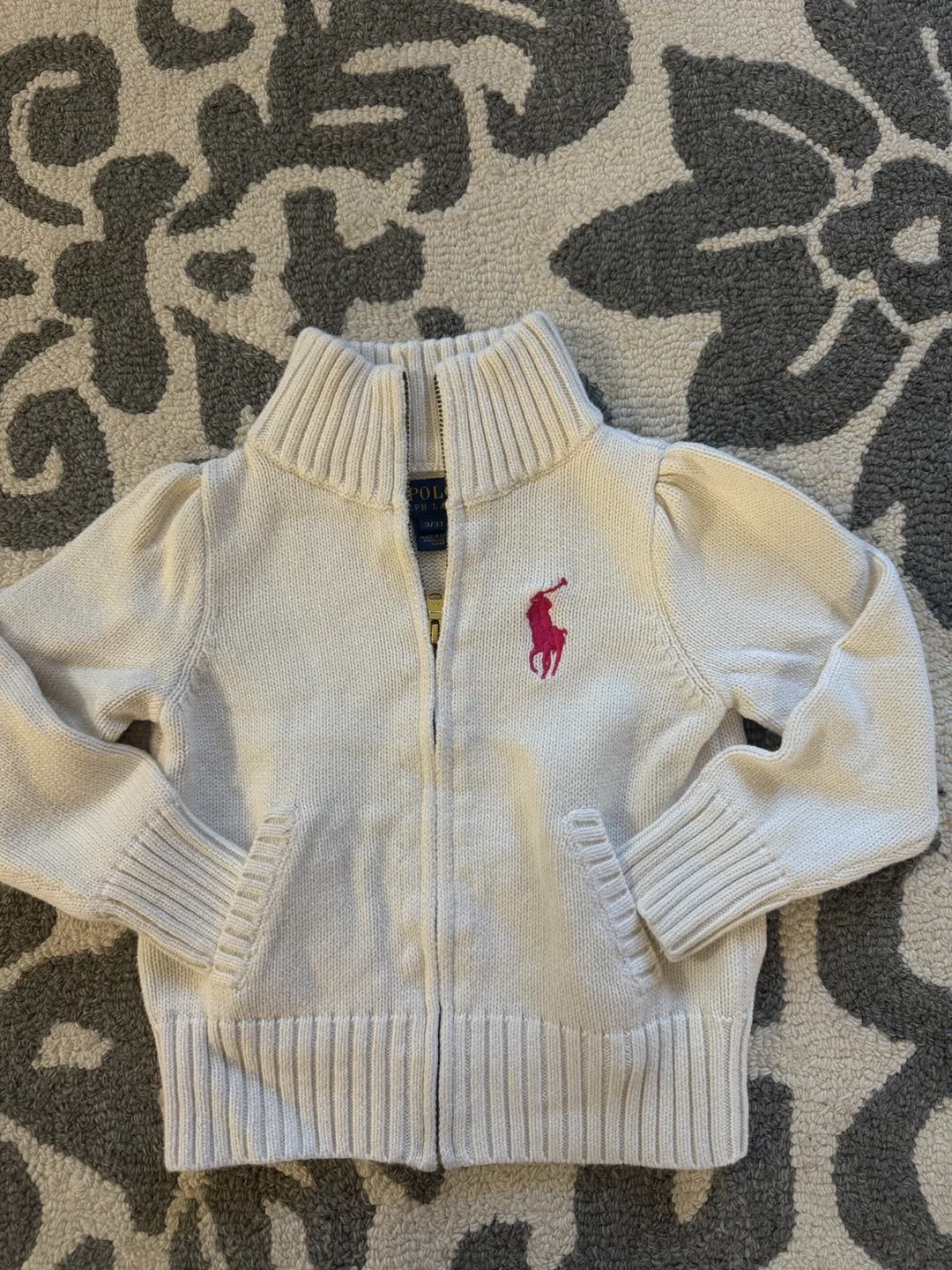 Ralph Lauren Cream Knit Zip-Up - Size 3/3T thumbnail