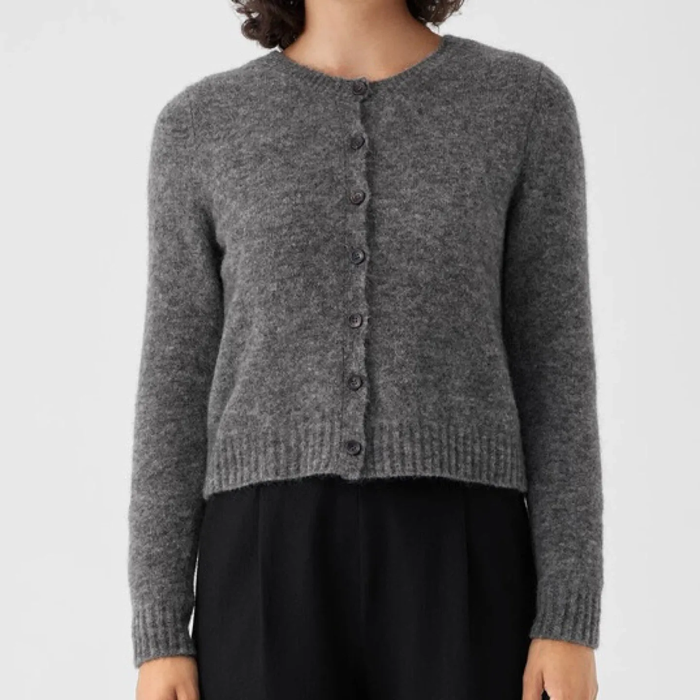 Eileen Fisher Mohair Plush Mélange Crew Neck Cardigan image indicator(9)