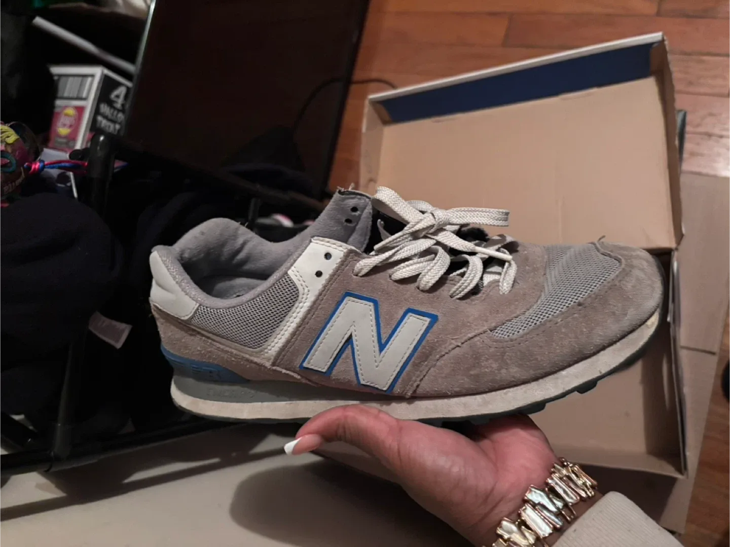 New Balance 574 Classics Grey/Blue, Men's Size 10 image indicator(3)