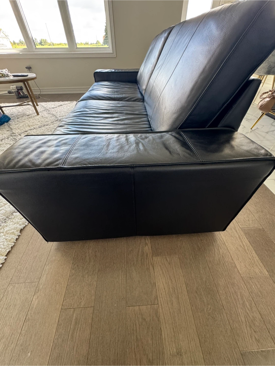 Black Leather Sofa - 89 3/8" Wide - photo 3