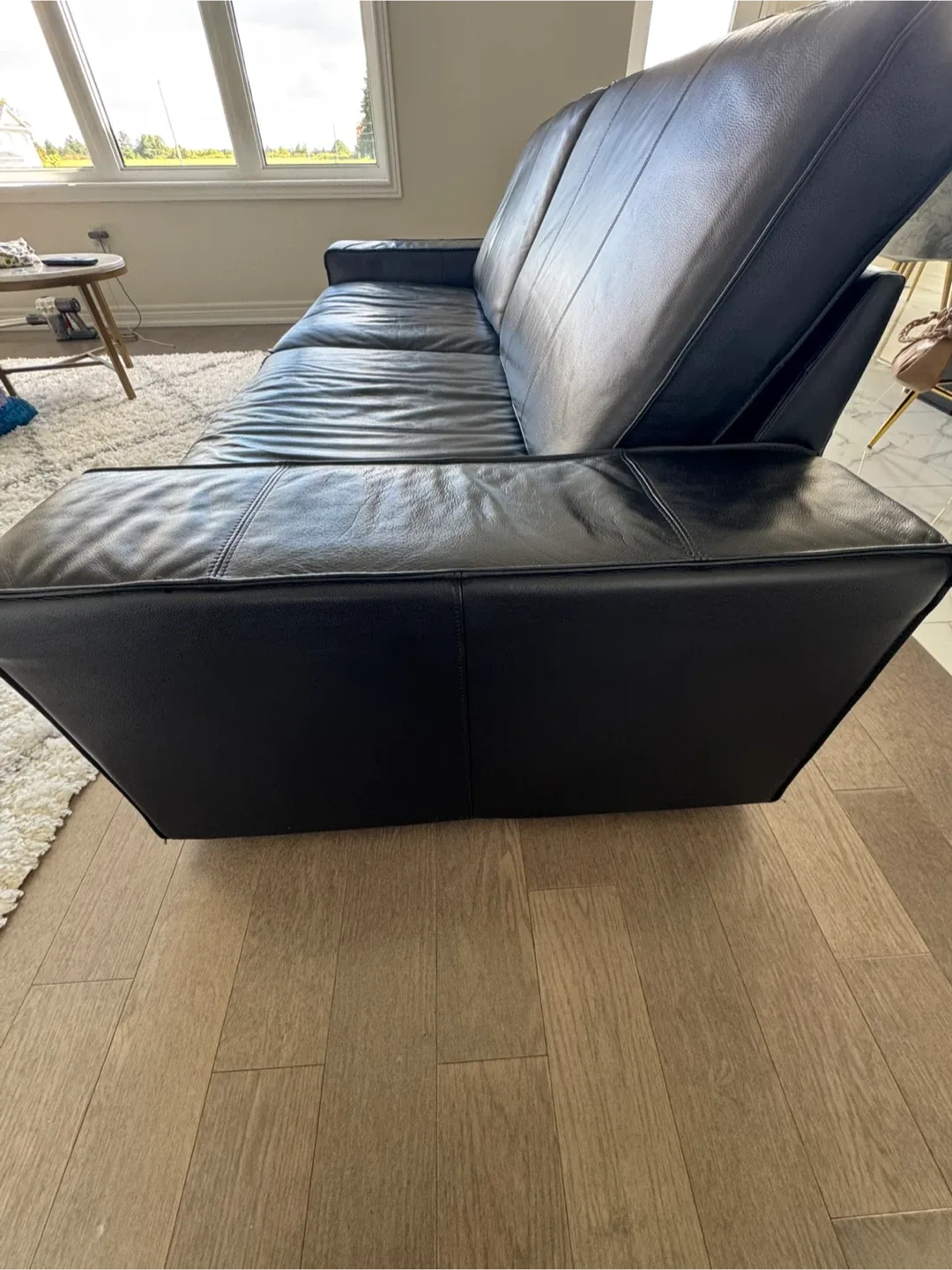 Black Leather Sofa - 89 3/8" Wide image indicator(3)