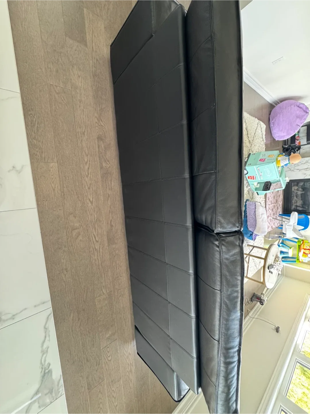 Black Leather Sofa - 89 3/8" Wide image indicator(4)