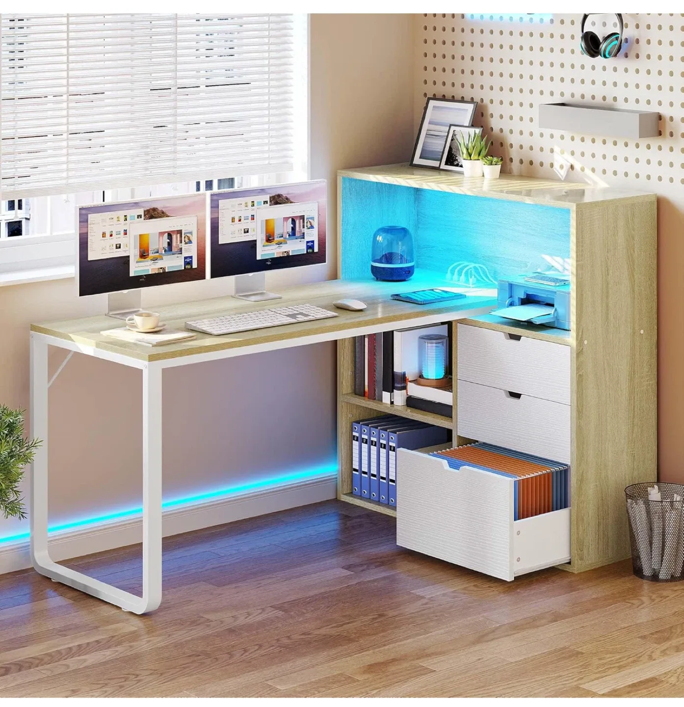 YITAHOME L Shaped Desk w/ LED Lights image indicator(3)