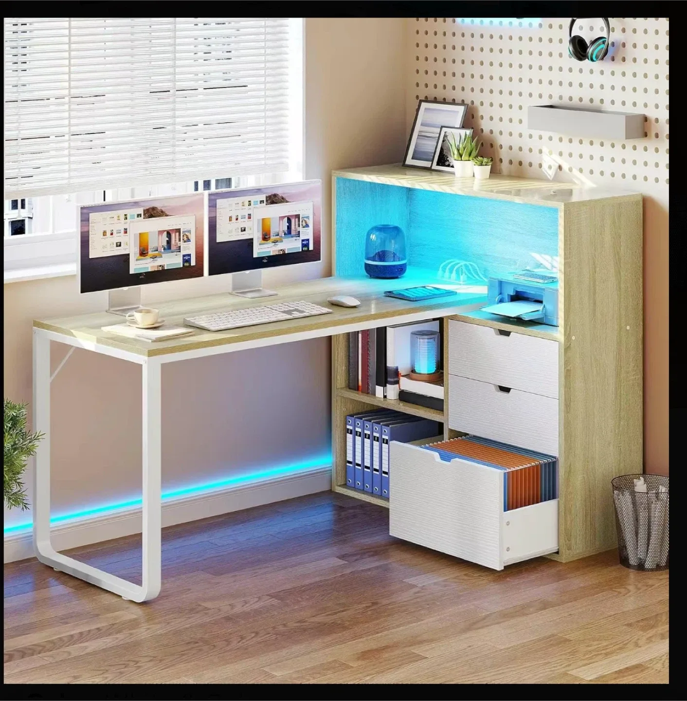YITAHOME L Shaped Desk w/ LED Lights image indicator(4)
