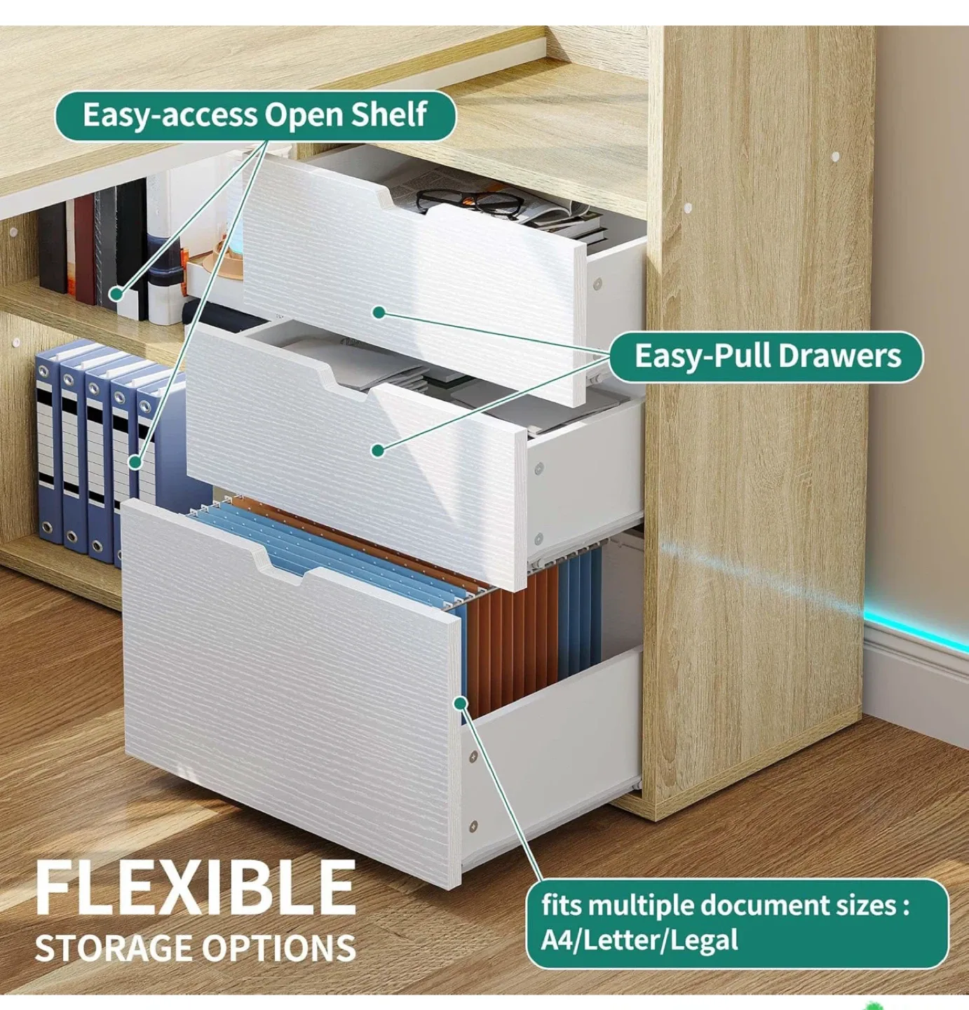 YITAHOME L Shaped Desk w/ LED Lights image indicator(7)