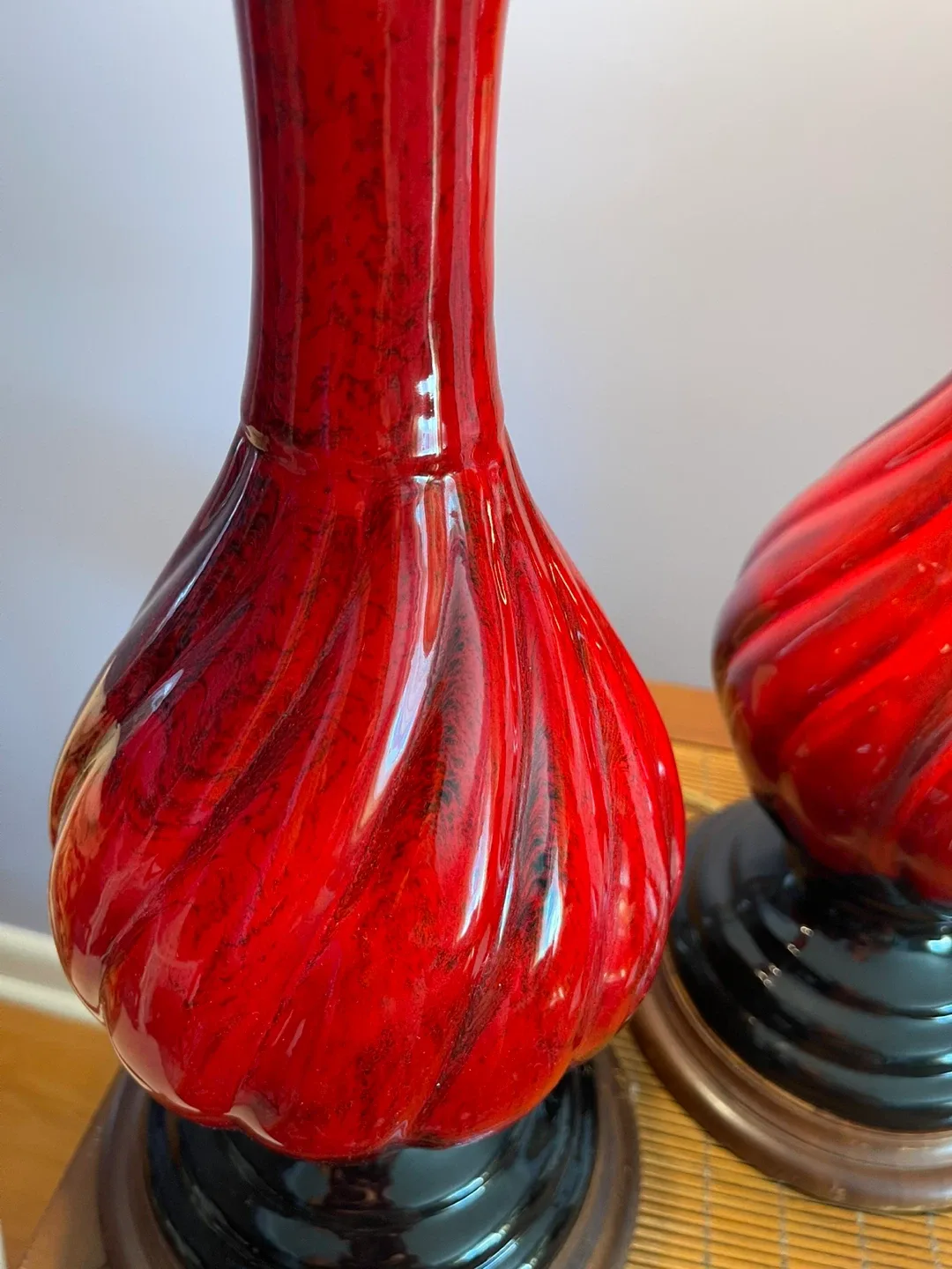Vintage Red & Black Swirl Table Lamps - Set of 2 image indicator(4)