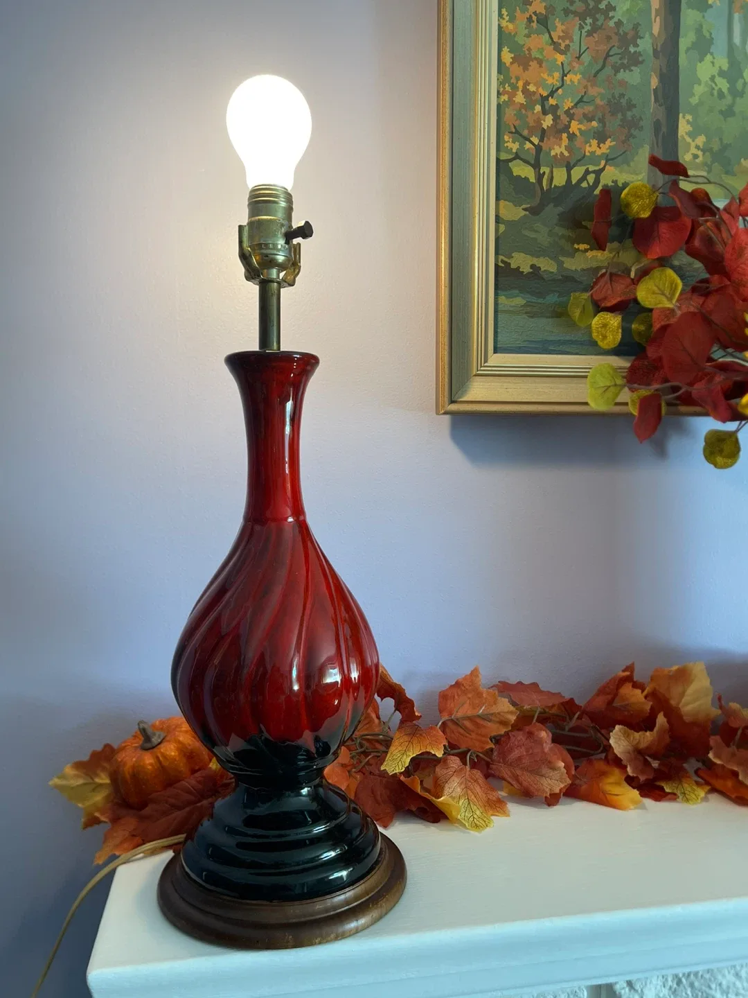 Vintage Red & Black Swirl Table Lamps - Set of 2 image indicator(3)