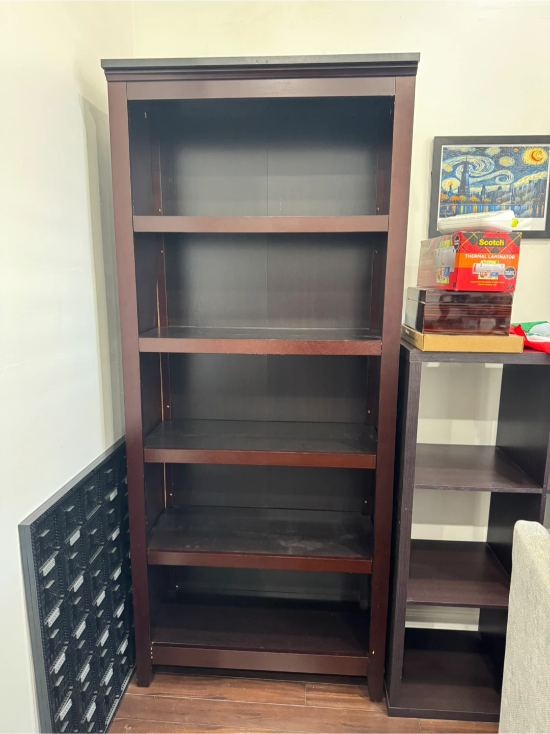 Dark Brown Wooden Bookcase