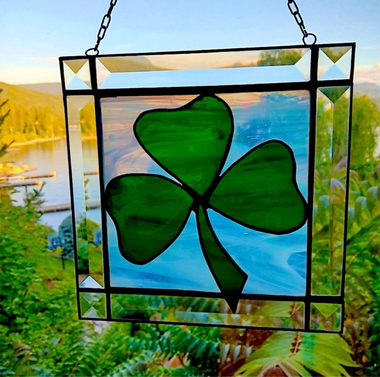 ☘️Stained Glass Clover Leaded Art Hanging