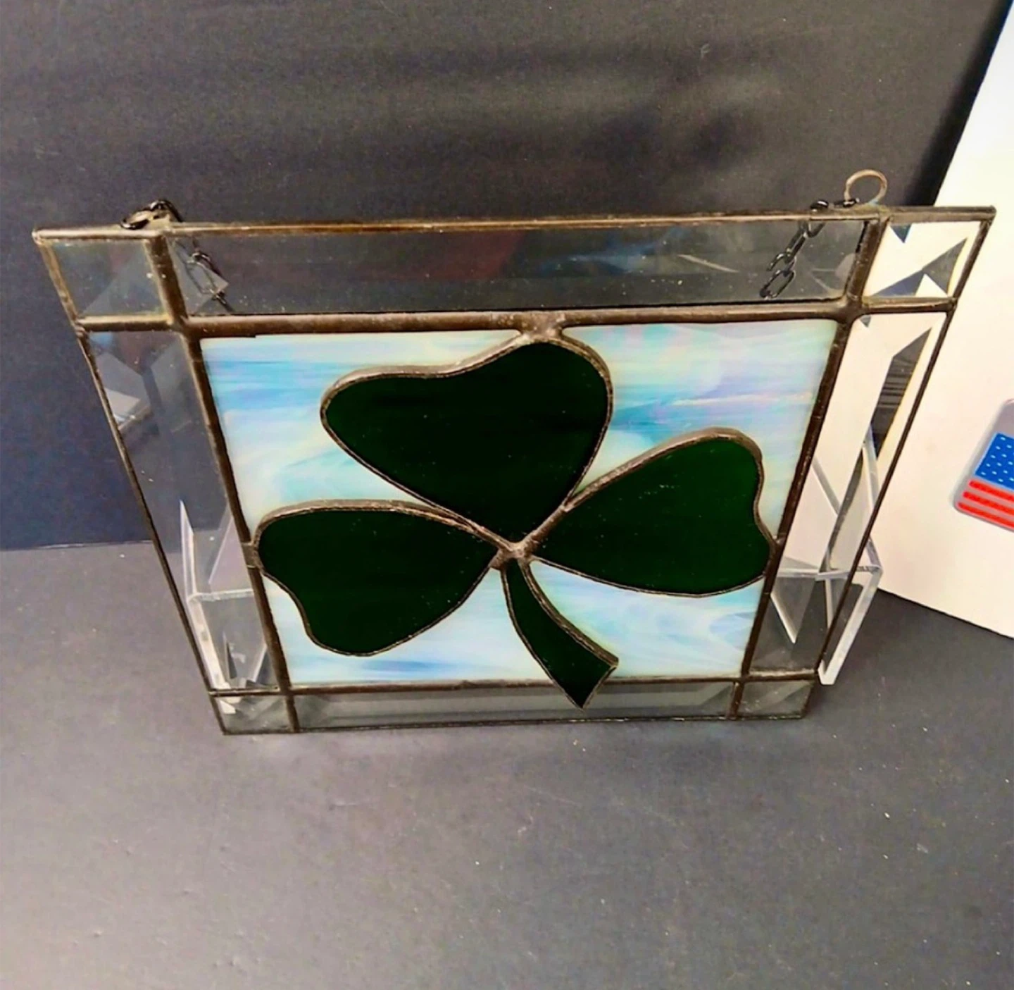 ☘️Stained Glass Clover Leaded Art Hanging - photo 4