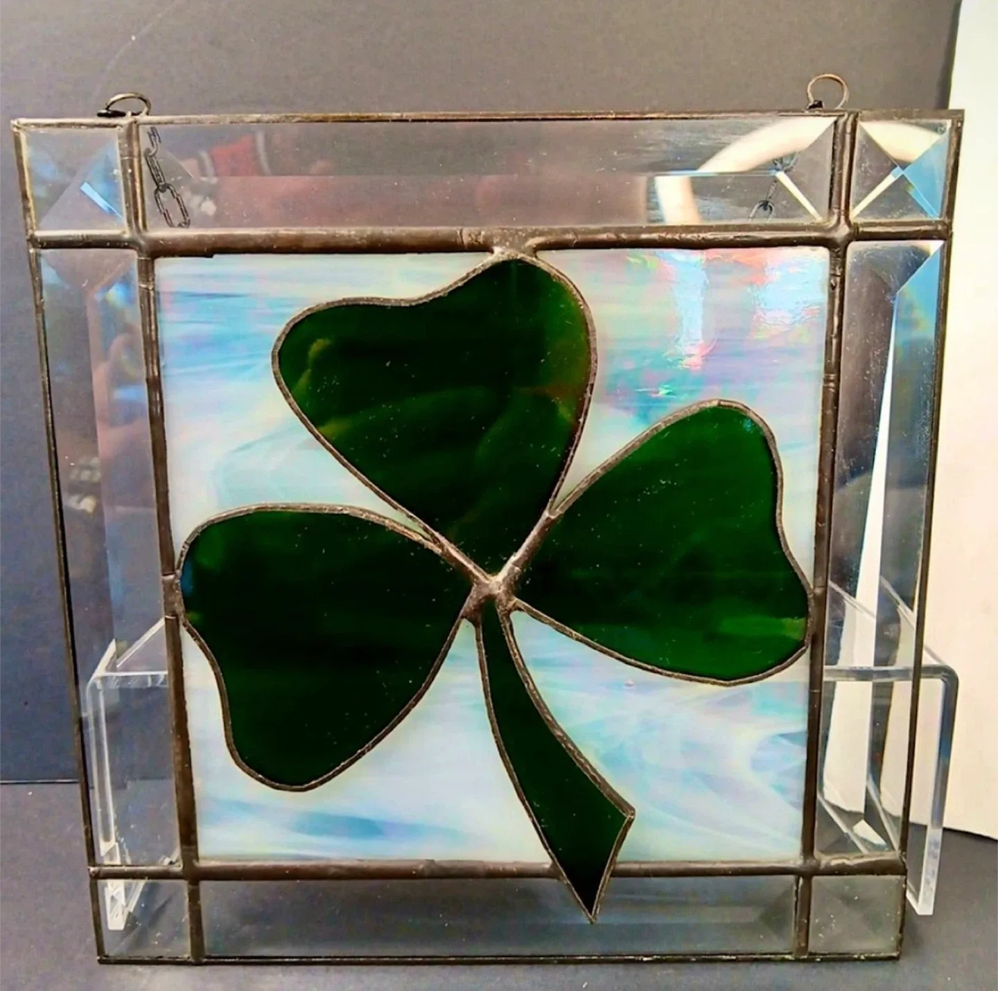 ☘️Stained Glass Clover Leaded Art Hanging image indicator(3)