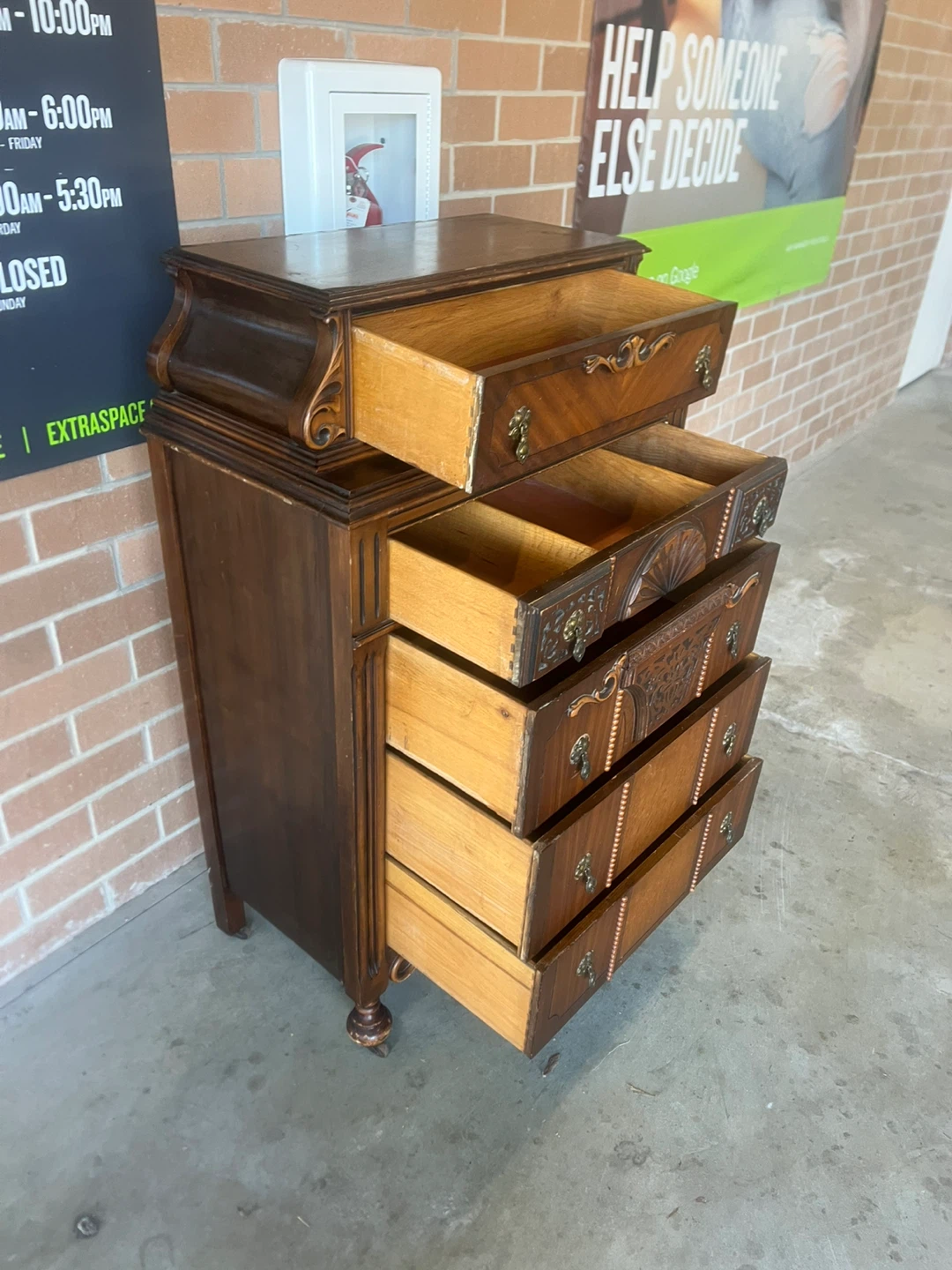 Antique Brown Wooden Chest of Drawers - photo 5