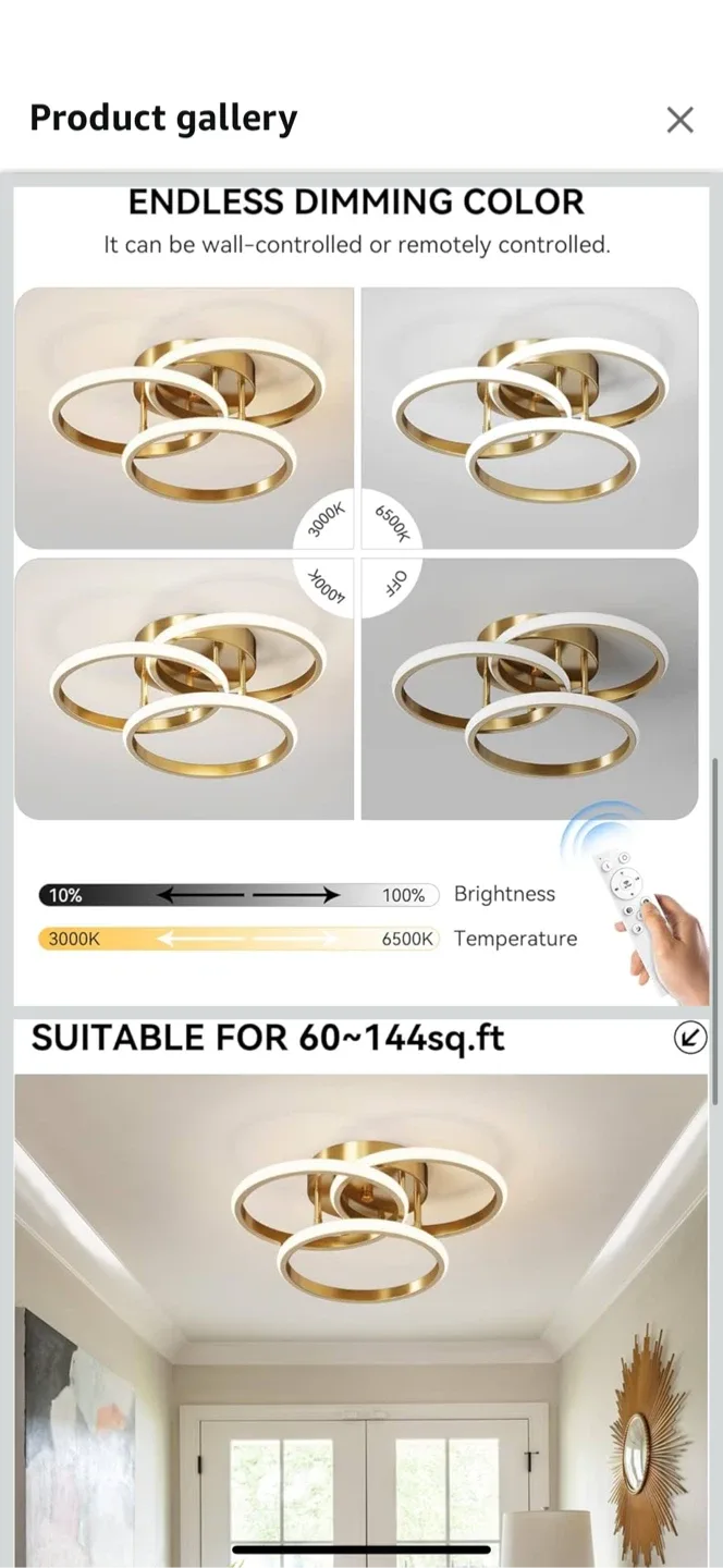 LED Ceiling Light Fixture - Gold Finish image indicator(3)