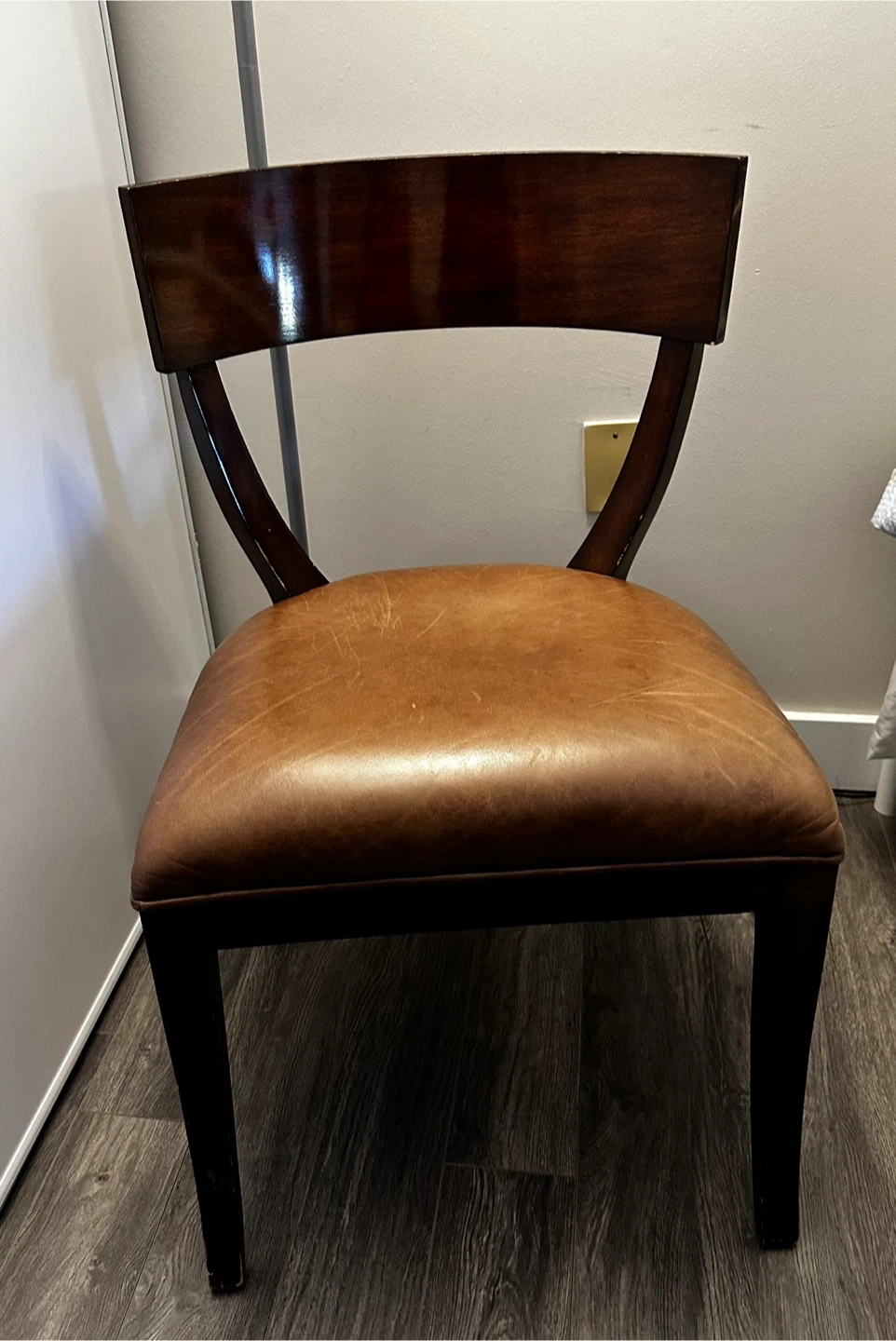 2 Wooden Dining Chair with Leather Seat