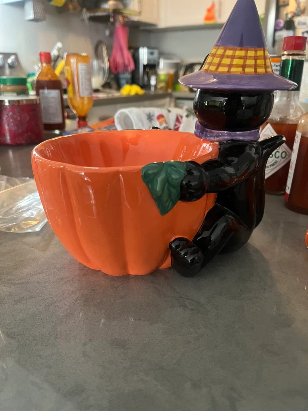 Halloween Black Cat Pumpkin Candy Dish image indicator(2)
