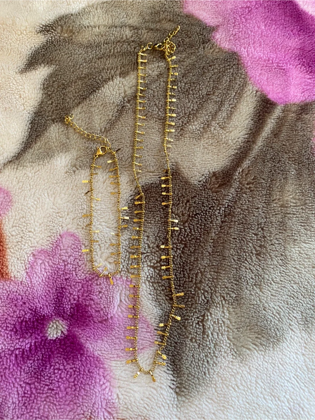 Gold Necklace and Bracelet Set