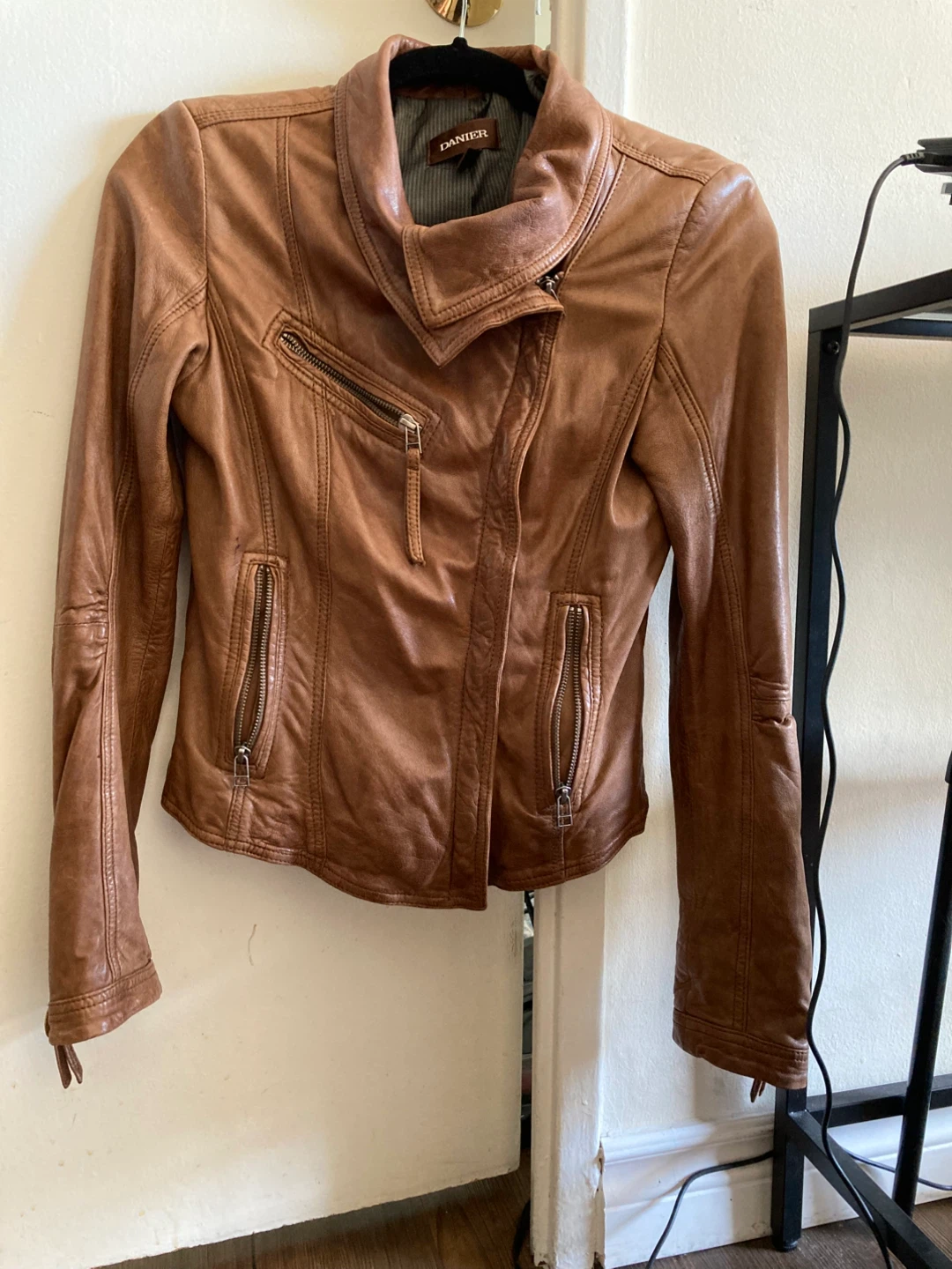 Danier Brown Leather Jacket Size 3XS