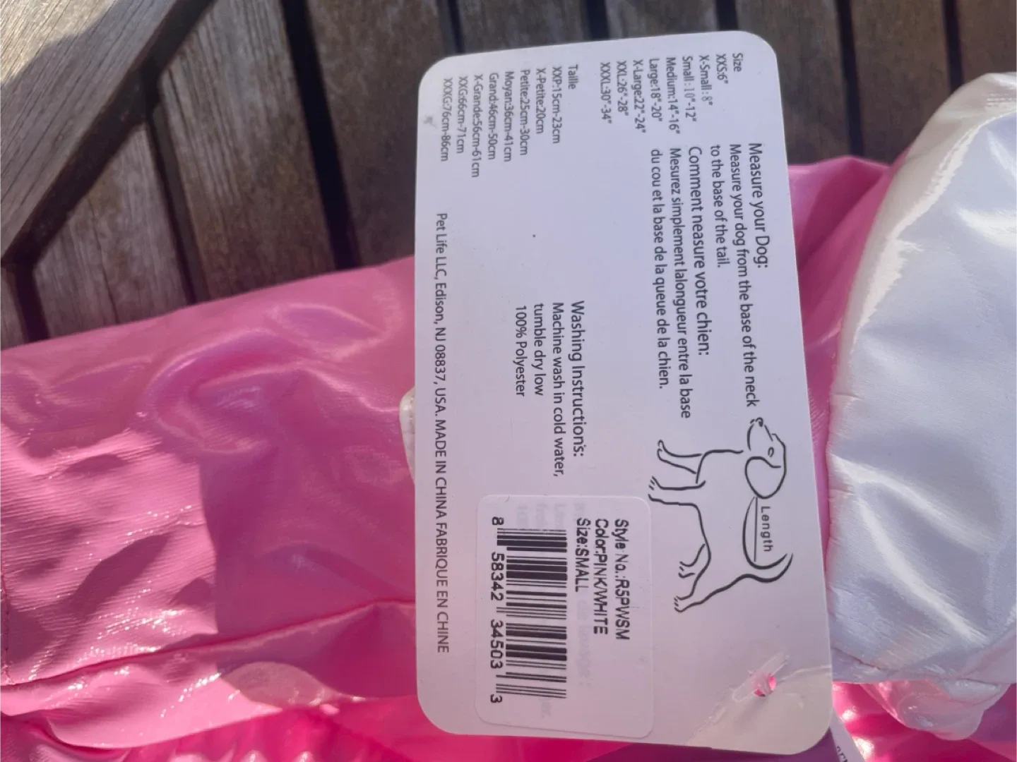 Pet Life Pink/White Dog Raincoat - Size Small image indicator(3)