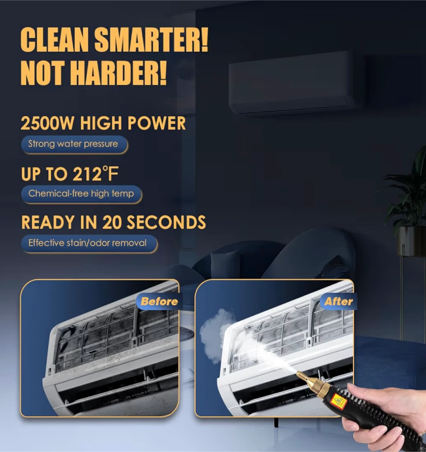 High Pressure Steam Cleaner, 2500W Portable Cleaning Machine, - photo 2