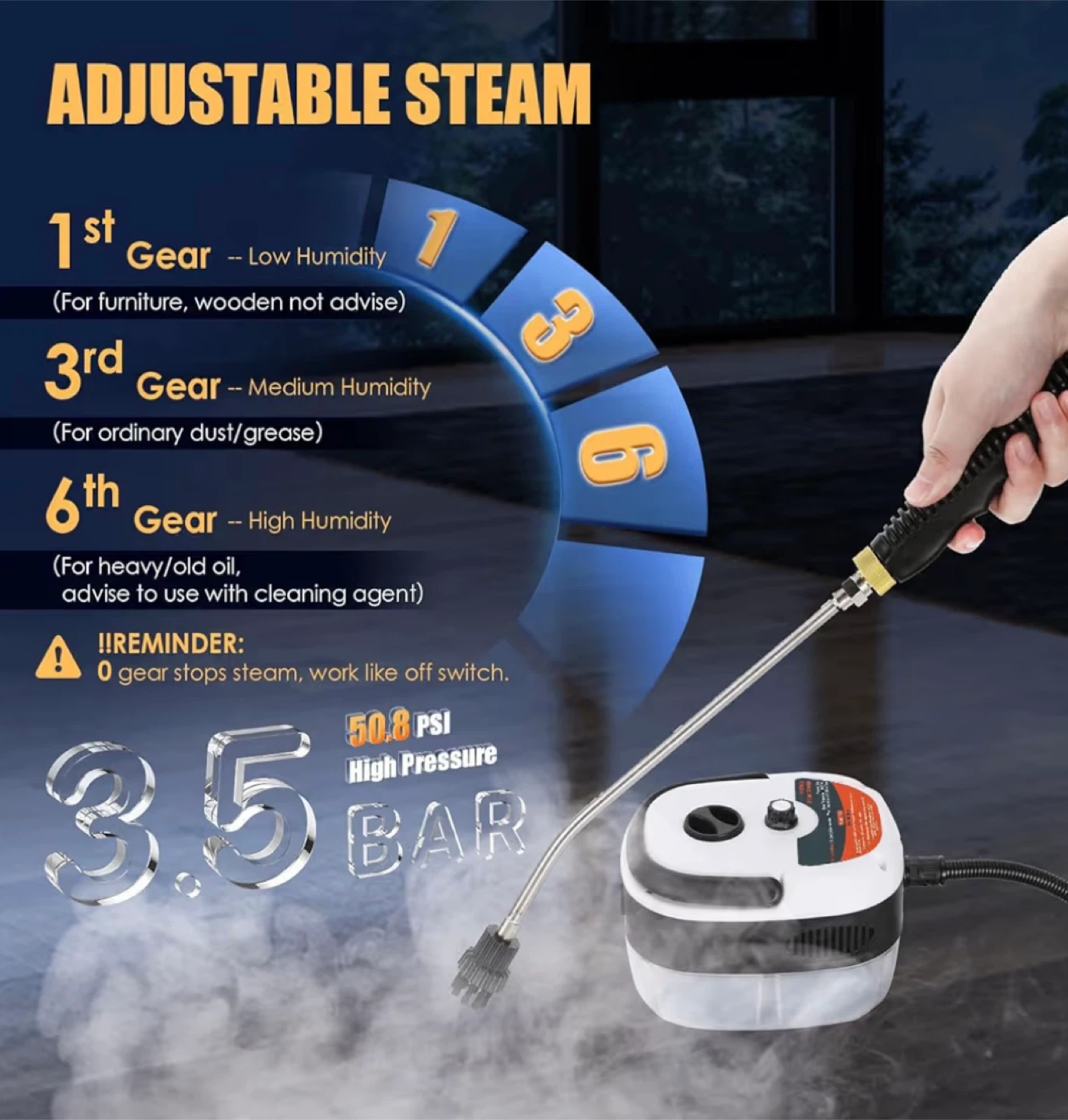 High Pressure Steam Cleaner, 2500W Portable Cleaning Machine, - photo 3