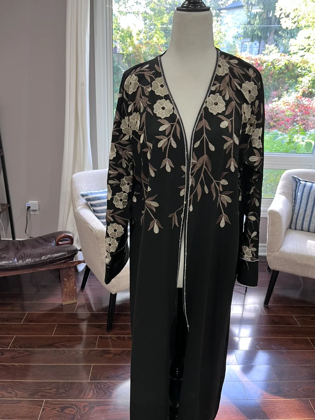 Black Embroidered Abaya/ Cover-up thumbnail