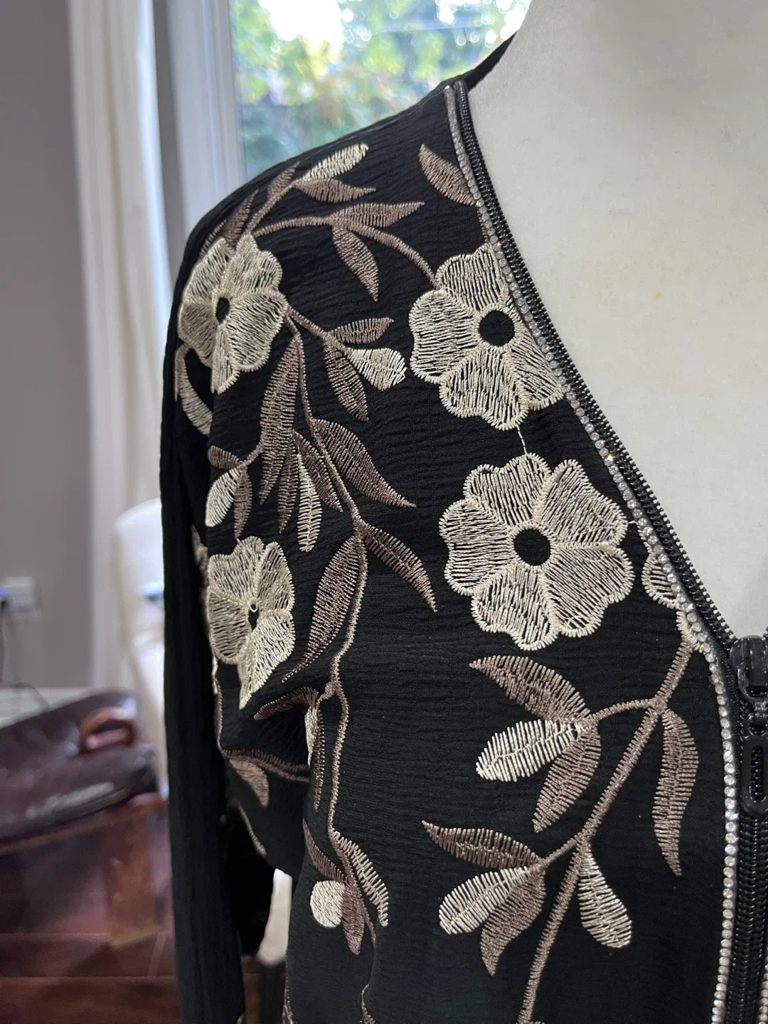 Black Embroidered Abaya/ Cover-up image indicator(6)