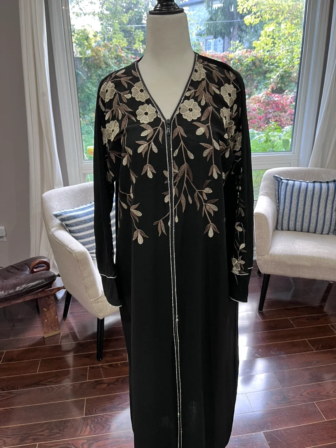 Black Embroidered Abaya/ Cover-up image indicator(5)