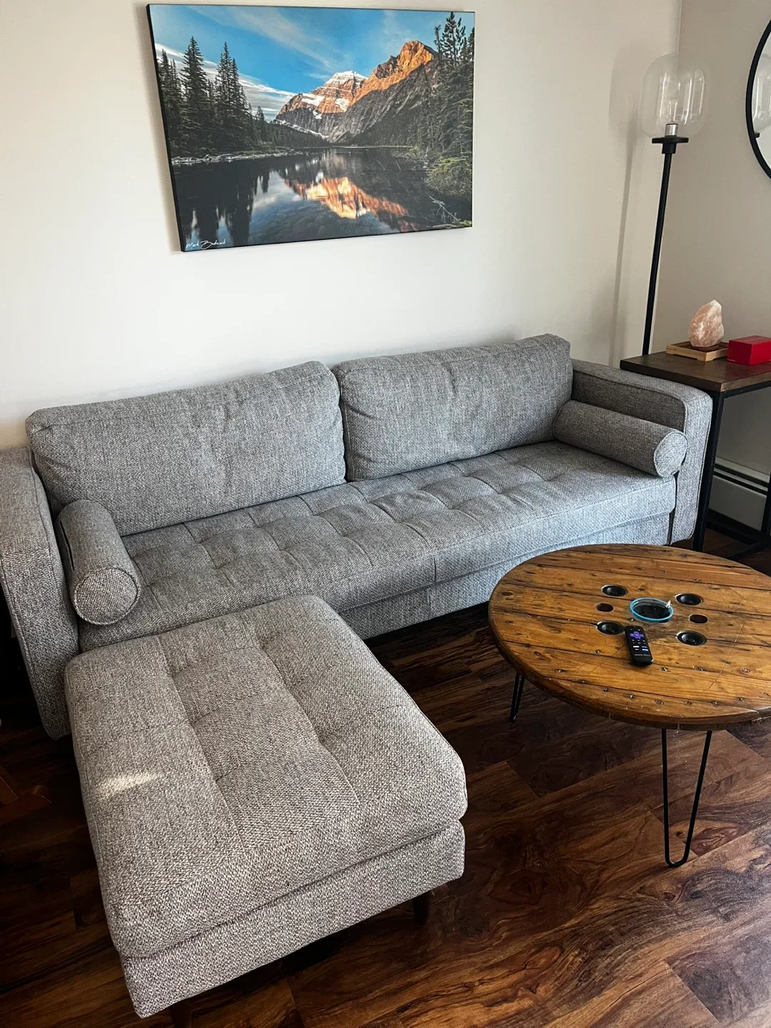 Modern 3 seat sofa with matching ottoman