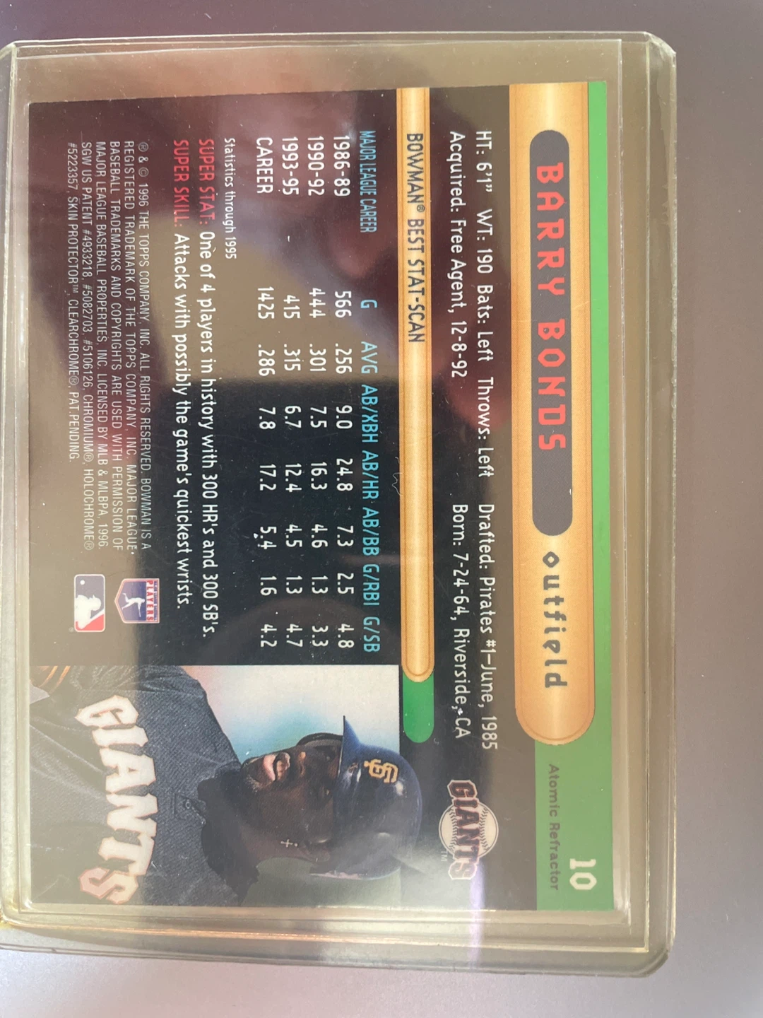Barry Bonds Bowman’s Best Atomic refractor card - photo 2