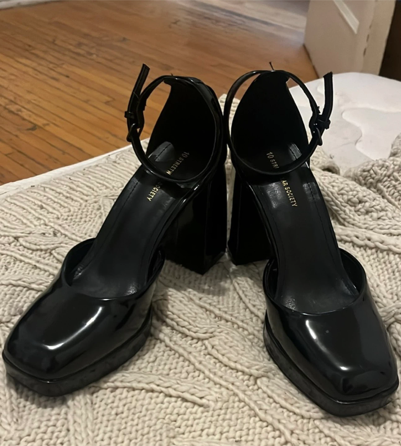 Black patent leather platform heels from 10 Streetwear Society. - photo 2