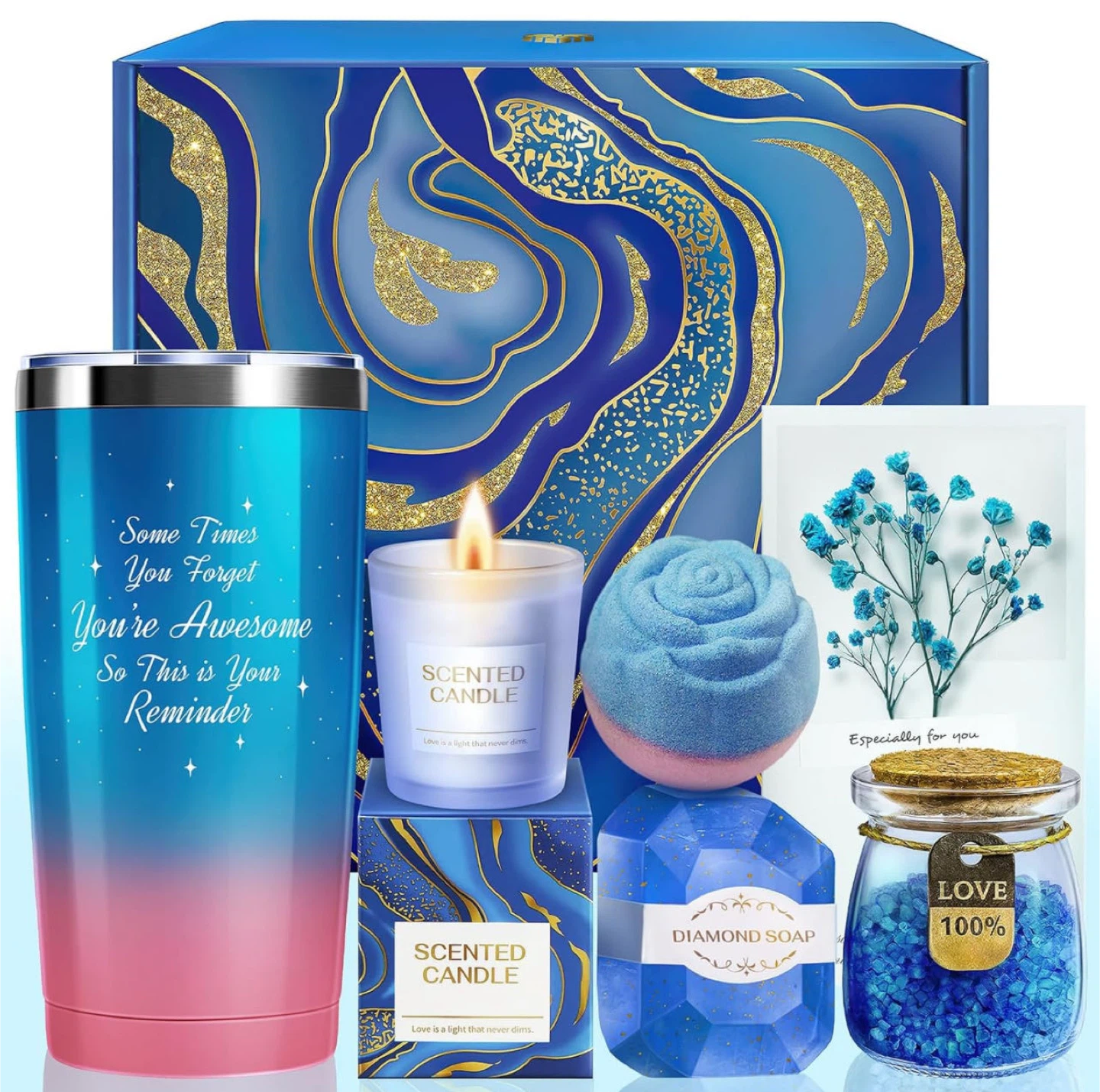 Spa Gift Set - Tumbler, Candle, Soap & More