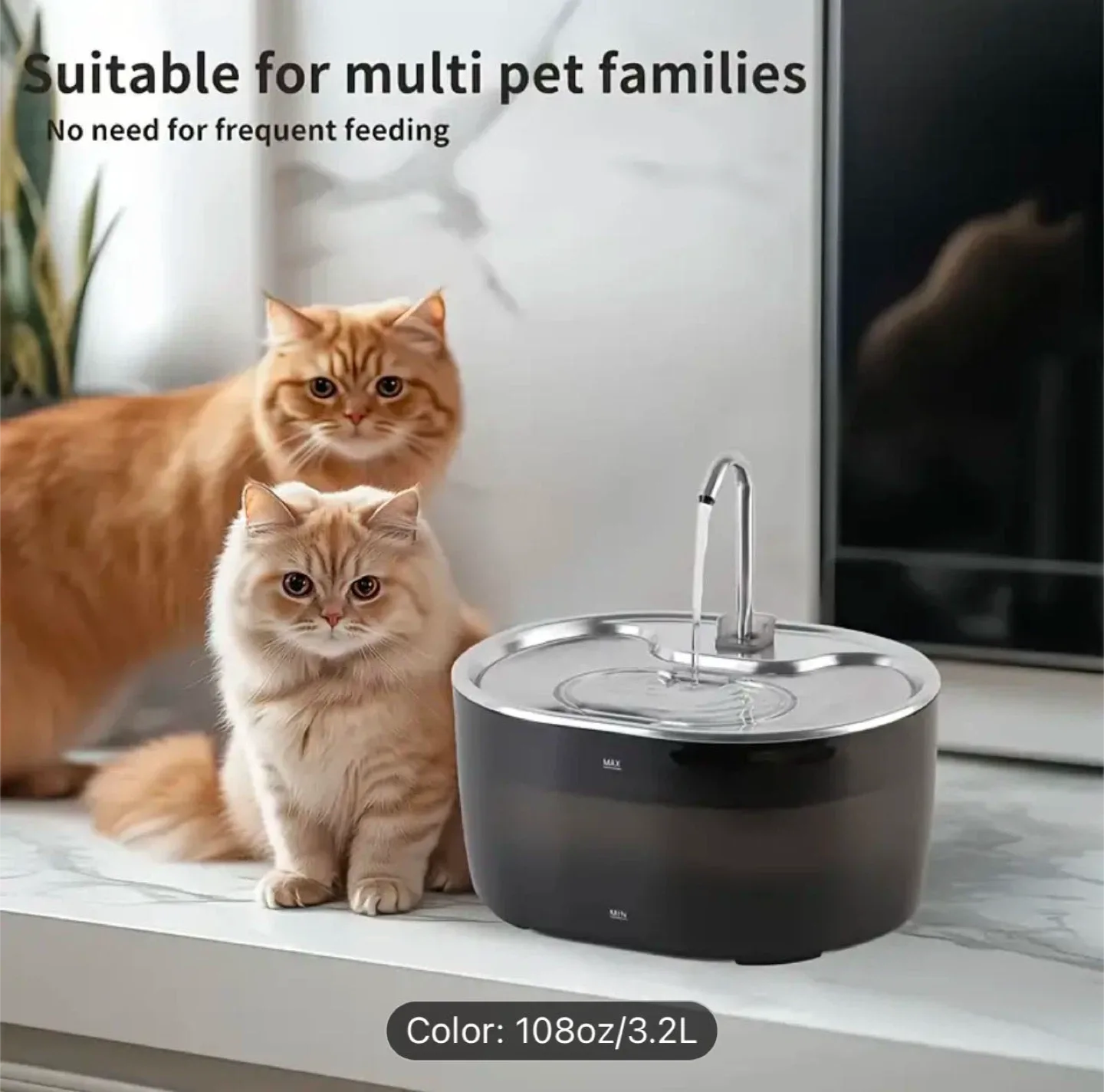108oz/3.2L Cat Water Fountain image indicator(3)