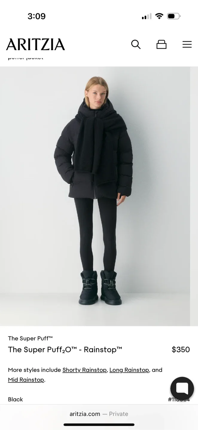 Aritzia Super Puff Puff2O Waterproof Jacket Puffer Size S image indicator(2)