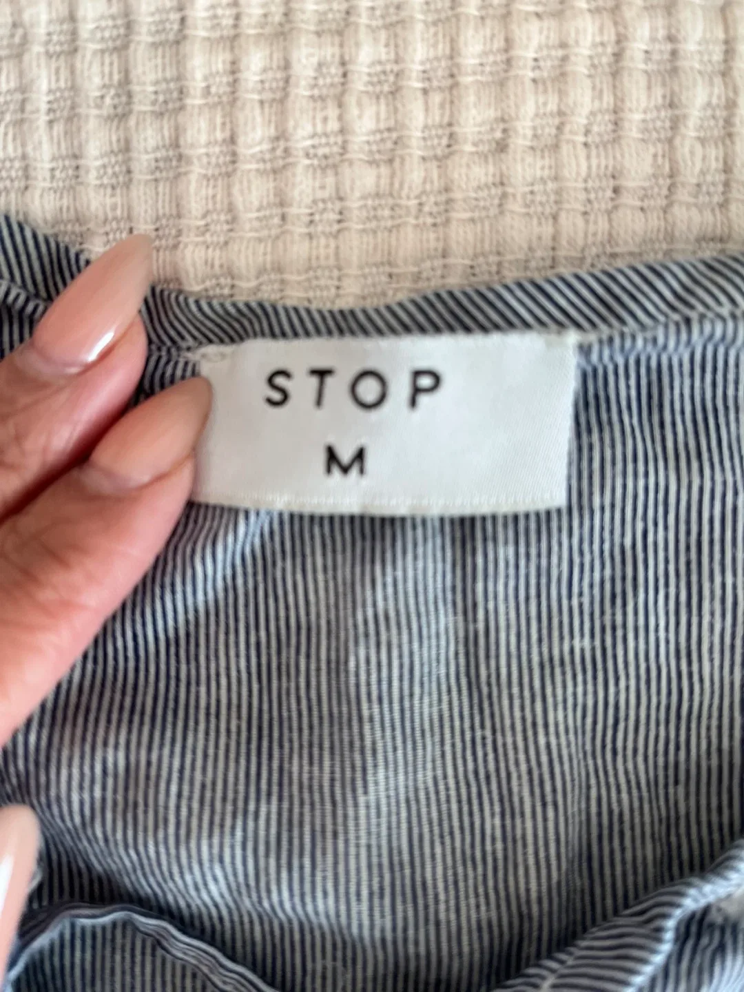 Blue Striped Lace-Up Blouse image indicator(3)