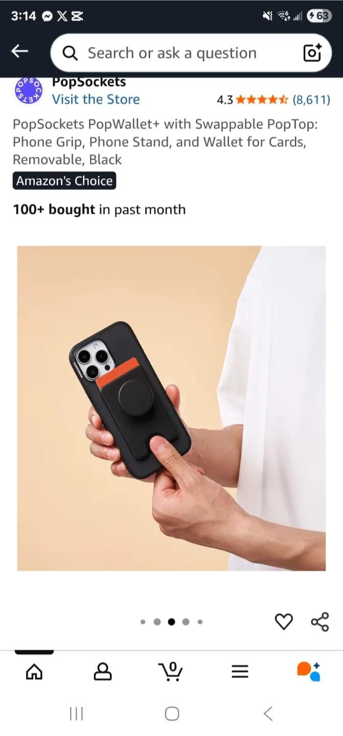 PopSockets PopWallet+ Black Phone Grip & Stand image indicator(3)