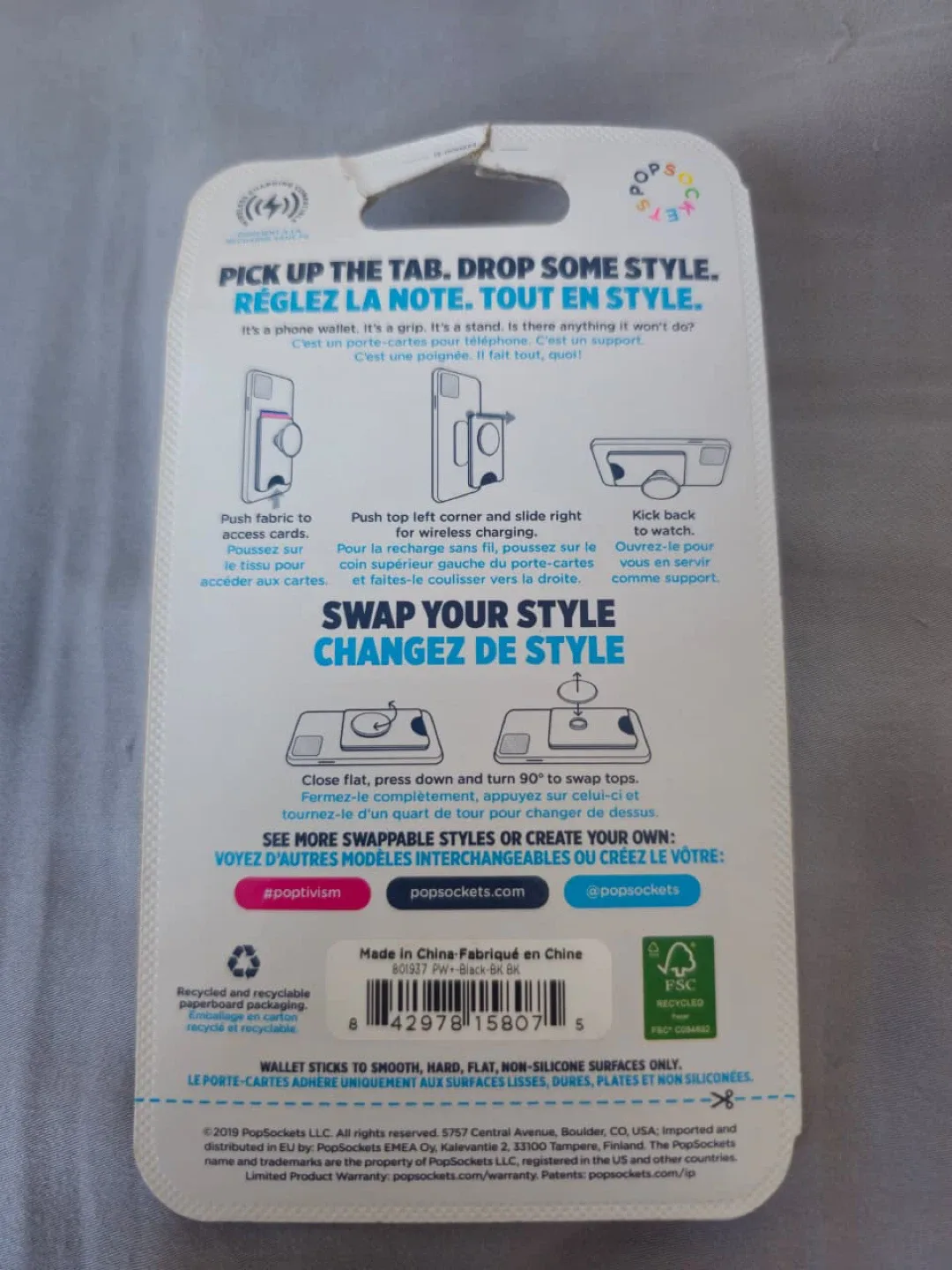 PopSockets PopWallet+ Black Phone Grip & Stand image indicator(2)