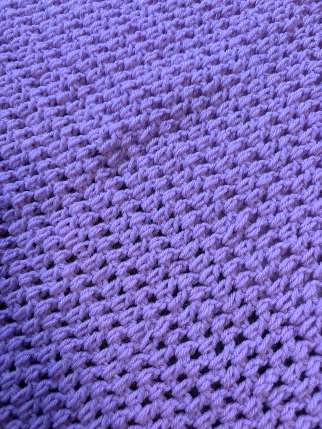 Handmade Crocheted Baby Blanket - Purple & Cream image indicator(2)