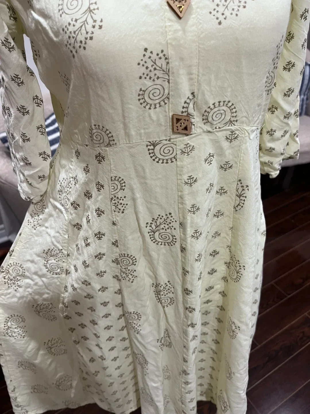 Pale Yellow Cotton Kurti image indicator(2)