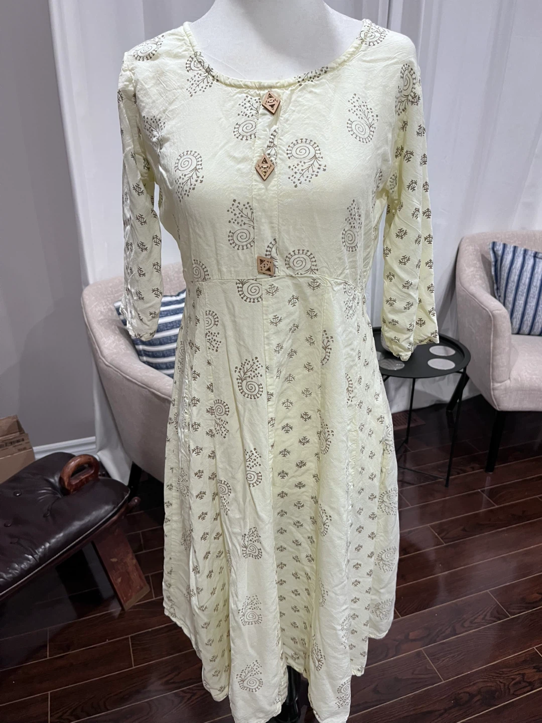 Pale Yellow Cotton Kurti