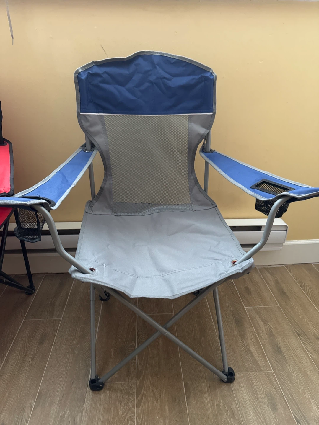 Folding Camping Chair - Blue & Grey