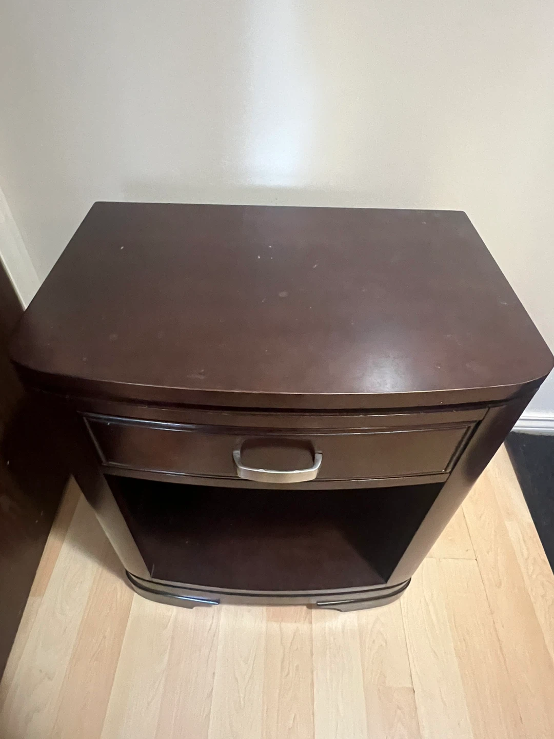 Dark Wood Nightstand with Drawer - photo 3