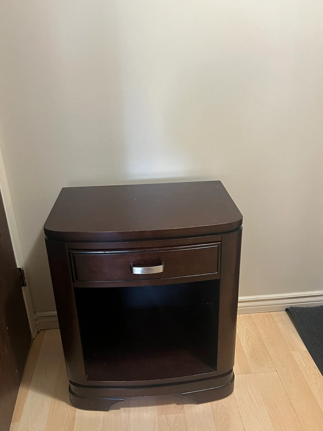Dark Wood Nightstand with Drawer